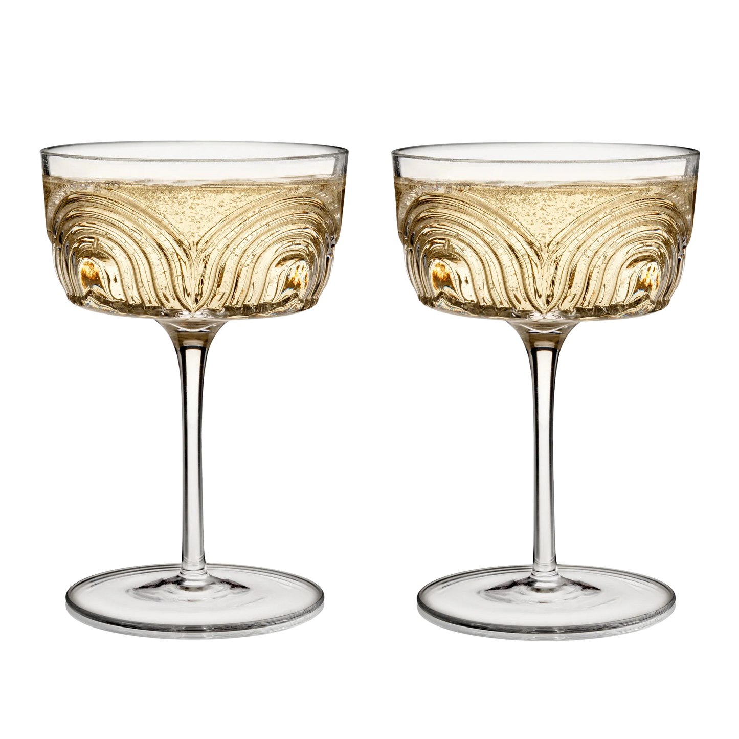 VISKI Deco Beau Crystal Cocktail Coupes Set of 2