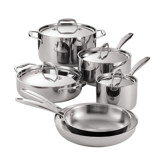 Induction Tri-Ply Clad Cookware Set - 10 Pc