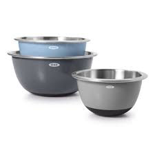 3 Piece Stainless Steel Mixing Bowl Set - Blue/Gray