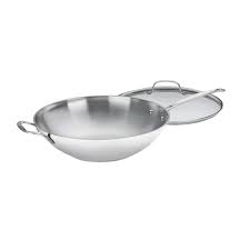 Chef's Classic Stainless 14" Stir-Fry Pan with Helper Handle & Glass Cover