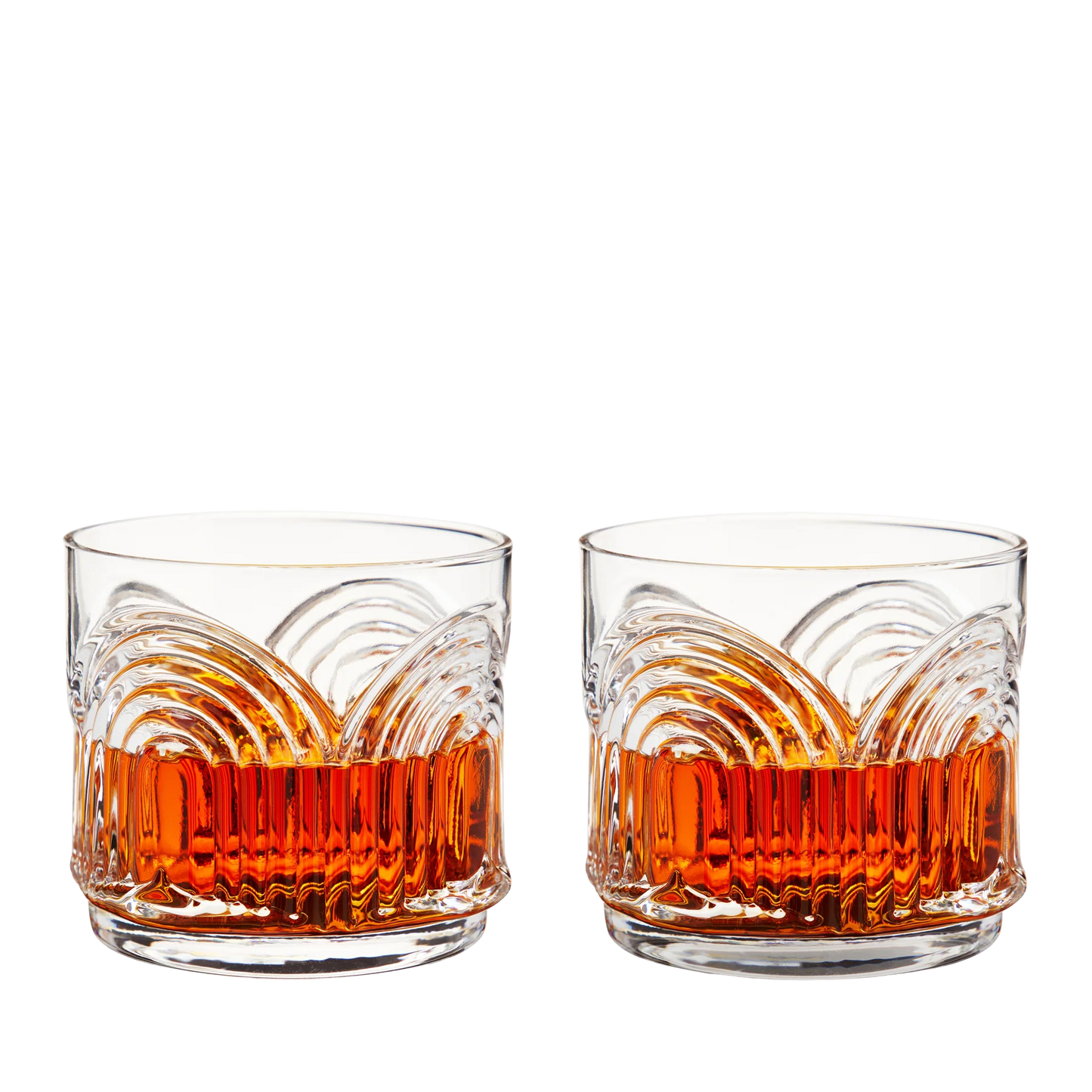 VISKI Deco Beau Crystal Lowball Tumblers, Set of 2