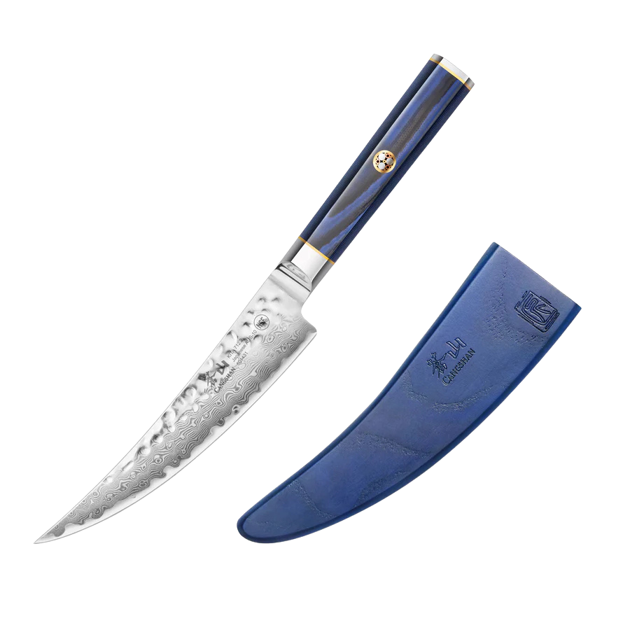 KITA Series 6-Inch Boning Knife with Sheath, High Carbon X-7 Damascus Steel