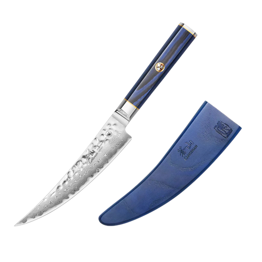 KITA Series 6-Inch Boning Knife with Sheath, High Carbon X-7 Damascus Steel