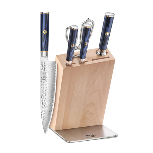 KITA Series 6-Piece Knife HUA Block Set, High Carbon X-7 Damascus Steel