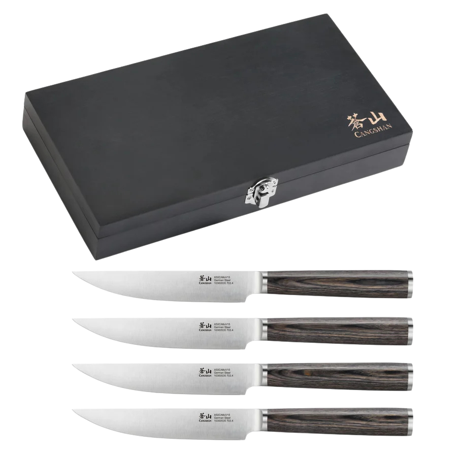 4-Piece Pakkawood Steak Knife Set w/ Wood Box