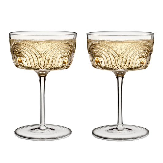 VISKI Deco Beau Crystal Cocktail Coupes Set of 2