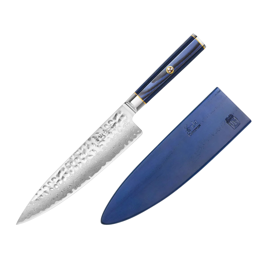 KITA Series 8-Inch Chef's Knife with Sheath, High Carbon X-7 Damascus Steel