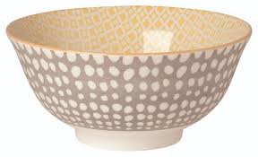 Rice Bowl - Gray and Yellow Dots