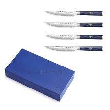 KITA Series 4-Piece Fine Edge Steak Knife Set, High Carbon X-7 Damascus Steel