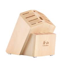 Empty Knife Block, 16-Slot Organizer, Maple