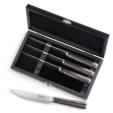 4-Piece Pakkawood Steak Knife Set w/ Wood Box