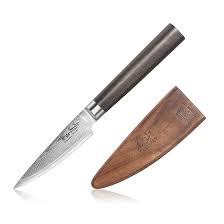 HAKU Series 3.5-Inch Paring Knife with Sheath, Forged X-7 Damascus Steel