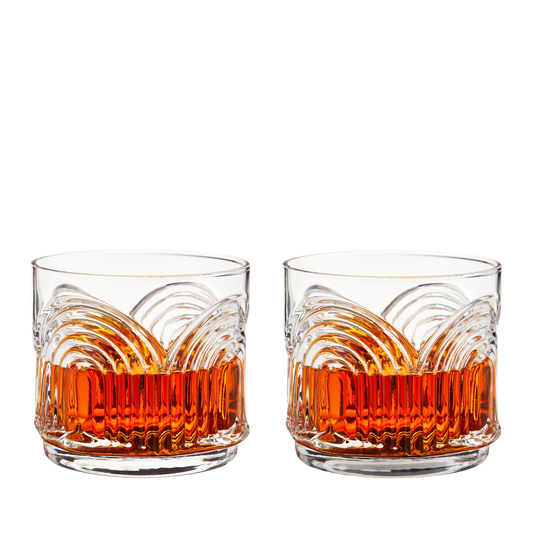 VISKI Deco Beau Crystal Lowball Tumblers, Set of 2
