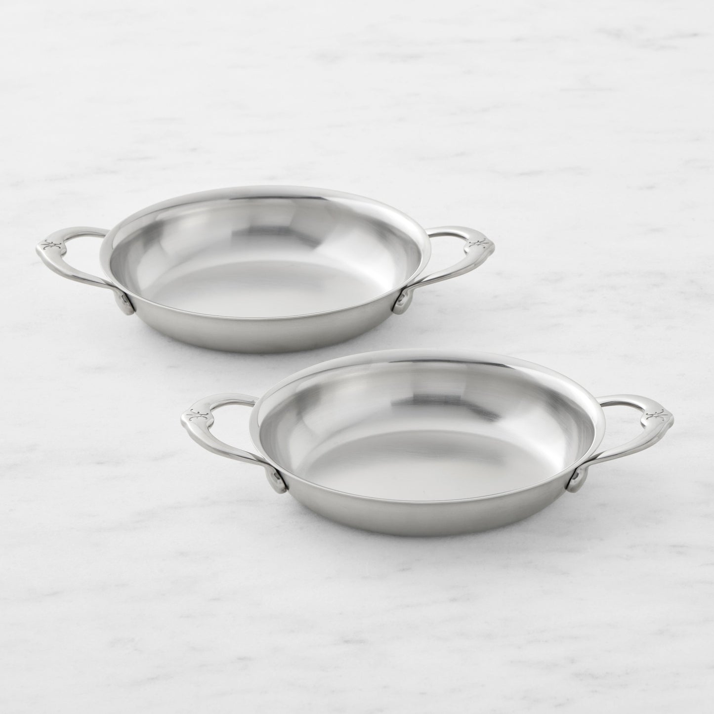 Set of 2, Stainless Steel 13oz Oval Au Gratin, Small
