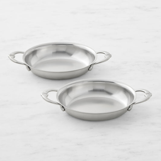 Set of 2, Stainless Steel 13oz Oval Au Gratin, Small